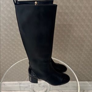 Chanel Black Calfskin & patent Knee-High Women's Boots size 41